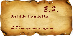 Bánhidy Henrietta névjegykártya