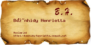 Bánhidy Henrietta névjegykártya